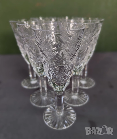 Ретро Кристални Чаши за Анасонови напитки сет 8 броя , снимка 1