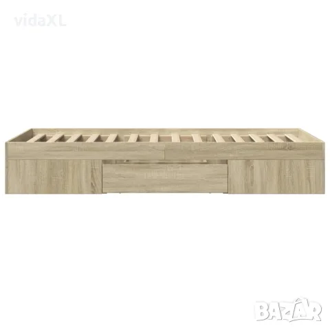vidaXL Рамка за легло без матрак сонома дъб 75x190 см инженерно дърво, снимка 6 - Спални и легла - 56146878