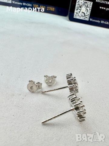 Сребърни обеци с мойсанит (диамант) 0.5 карата , снимка 5 - Обеци - 53205716