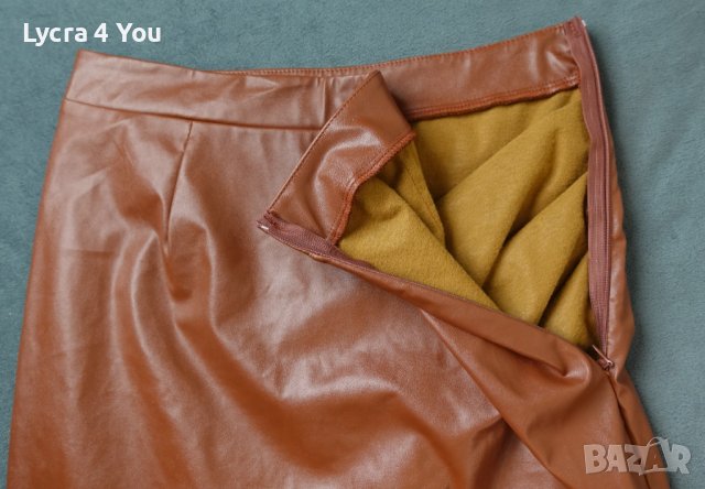 Shein S (EU 36) кафява кожена пола, снимка 4 - Поли - 44446576