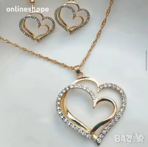 Комплект бижута - позлатено с 14к златно покритие - колие обеци гривна, снимка 5 - Бижутерийни комплекти - 49666639