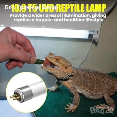 Нова T5 UVB 10.0 24W лампа за терариум – гущери, змии, хамелеони, животни, снимка 5 - Терариуми и оборудване - 49591723