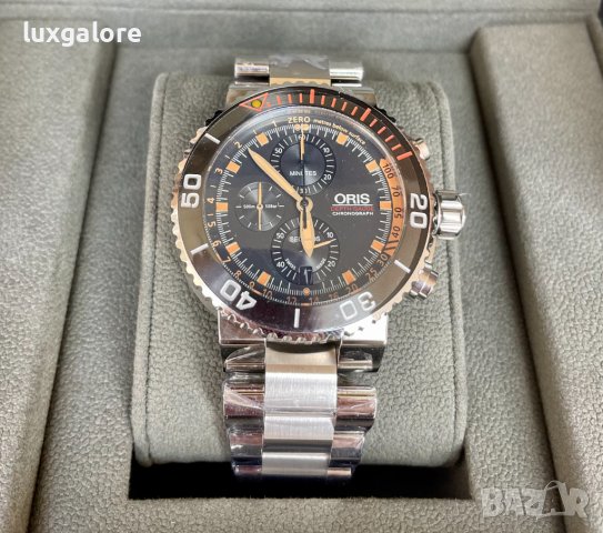 Мъжки часовник ORIS Diving Aquis Depth Gauge Orange с кварцов механизъм, снимка 2 - Мъжки - 40020989