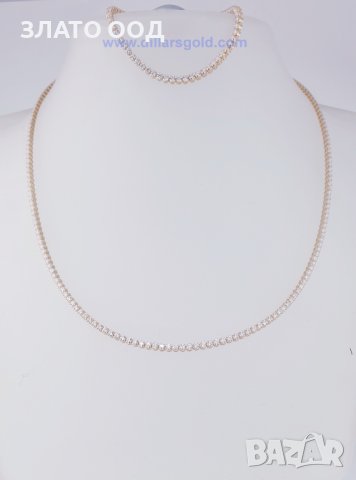 Комплект  от  златно колие + гривна БЯЛО ЗЛАТО 14К., снимка 3 - Бижутерийни комплекти - 38143715