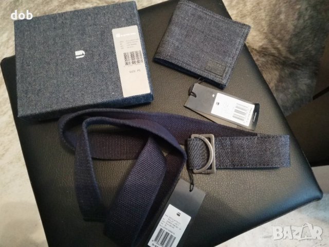 Нов комплект G star Estan Giftpack Wallet + Belt колан и портфейл деним, снимка 18 - Подаръци за мъже - 32185799