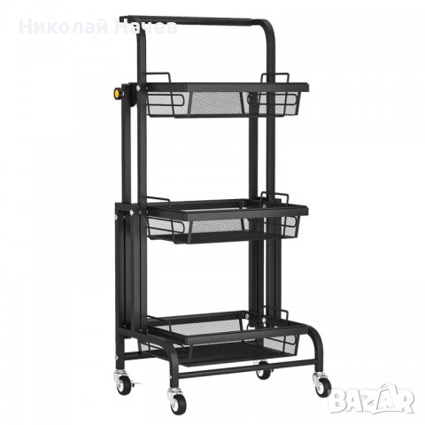 Мобилнa сгъваемa металнa кухненска етажерка / помощна количка HW006A, снимка 2 - Маси - 36652266