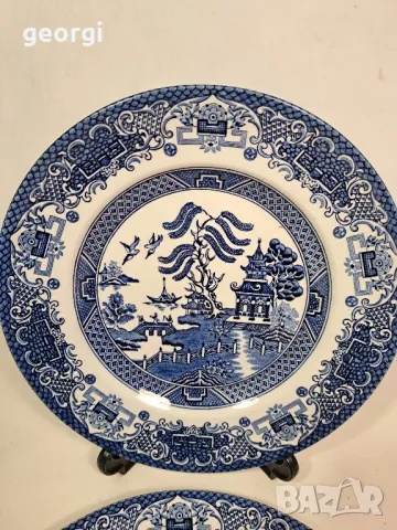 две чинии английски порцелан Old Willow   25/2, снимка 2 - Чинии - 50050705