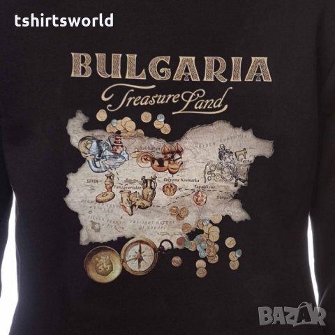 Нов мъжки суичър с трансферен печат TREASURE LAND (Земя на съкровища) България, снимка 7 - Суичъри - 31911859