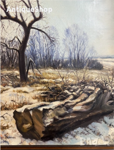 Картина. Зимен пейзаж. Масло върху канава. , снимка 2 - Картини - 54086643