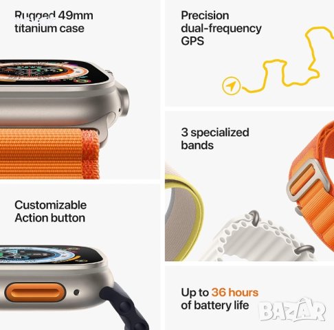 Смарт часовник watch ultra S8 ULTRA MAX 2.08 инча,GPS,Разговори,NFC, Унисекс, снимка 4 - Смарт гривни - 44342149