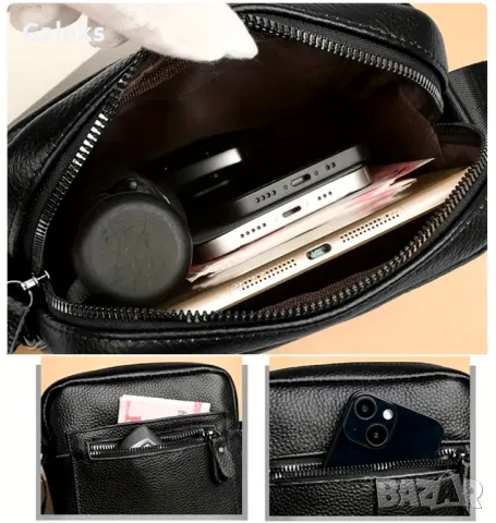 Класическа, Спортна и Елегантна мъжка чантичка /Черна естествена кожа!, снимка 13 - Чанти - 50352790