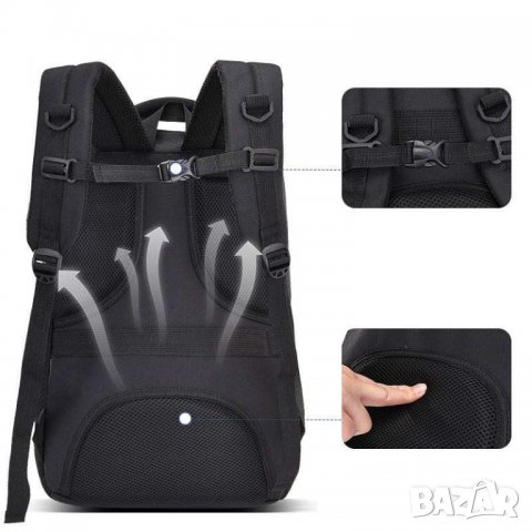 Раница за лаптоп с USB порт, бизнес раница за преносим компютър, черна раница за лаптоп 17.3 инча , снимка 4 - Раници - 38495572