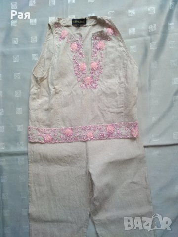 Дамски комплект от две части (потник и панталон) на марката L'altra Moda, изработен от 100% лен.