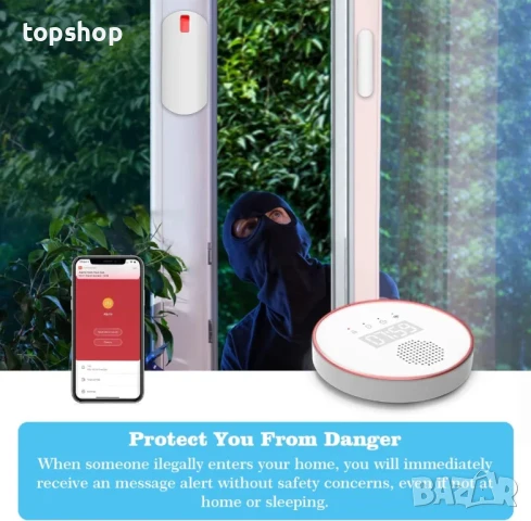 Безжична WiFi алармена система за домашна сигурност YISEELE с приложение за предупреждение и аларми, снимка 4 - Аналогови камери - 50525012