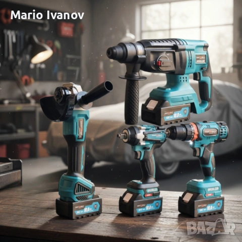 Комплект 4 в 1 - акумулаторен перфоратор, винтоверт, гайковерт и ъглошлайф 36V, снимка 3 - Други инструменти - 53379440
