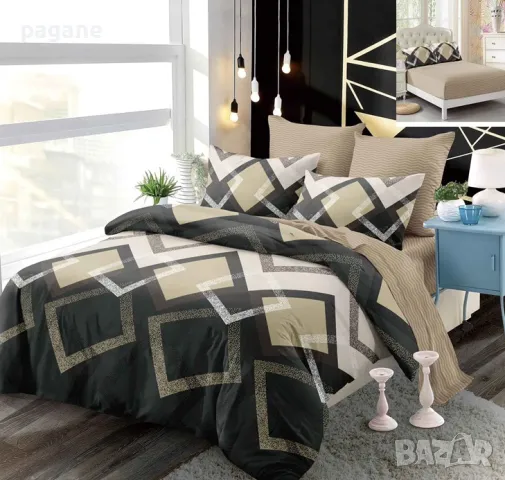 Фино памучно спално бельо с ластик от 6 части за чаршаф 180/200 , снимка 2 - Спално бельо - 47617493