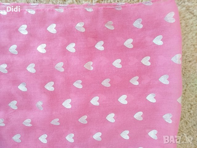 Розов шал на сърца, снимка 2 - Шалове - 36832026