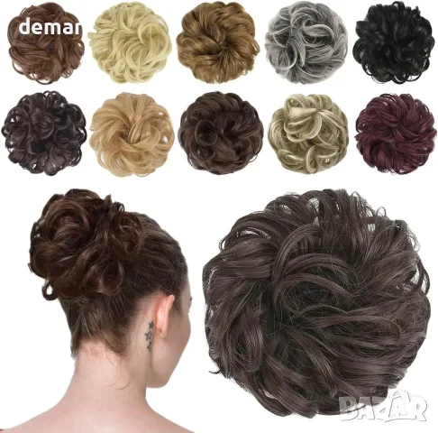 Еластичен кок Messy Bun с вълни/къдрици 38 г, тъмен кафяв