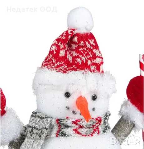 Коледна, Декоративна, Фигура, Снежен човек, Бял, 24 см