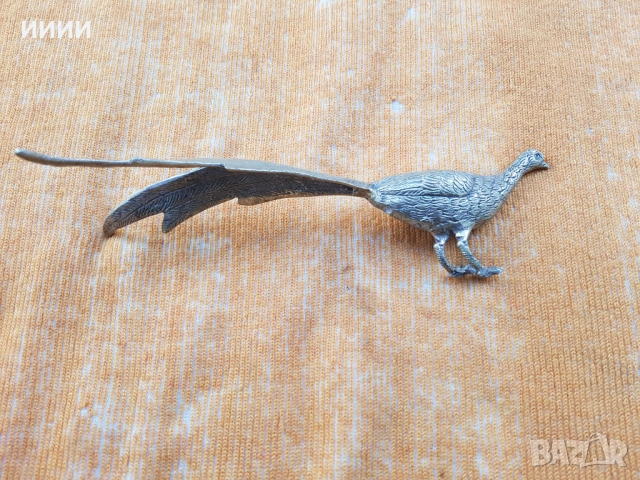 Посребрена пластика статуетка паун, снимка 3 - Антикварни и старинни предмети - 53945412