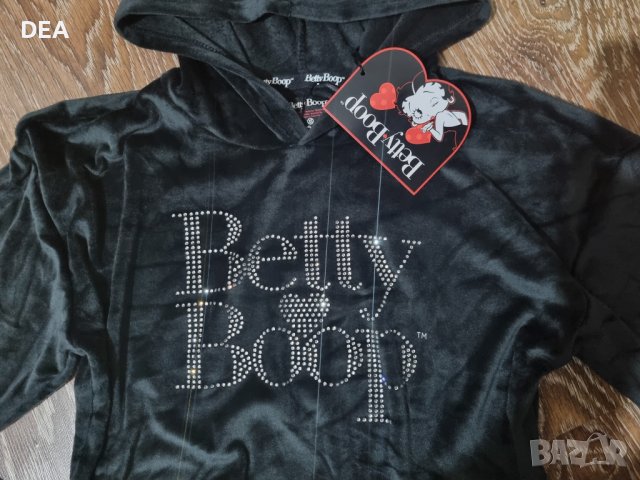 Черен суичър кадифе Betty Boop-30лв.НОВ, снимка 2 - Суичъри - 38435031