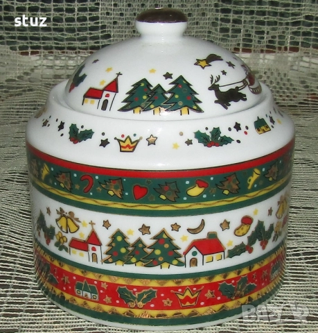 Порцеланова захарница с коледни мотиви, нова, снимка 2 - Аксесоари за кухня - 52586605