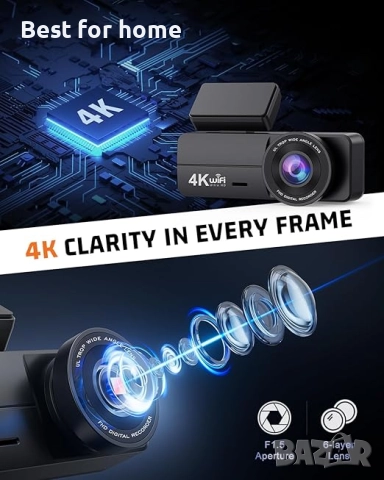 Penemay 4K предна даш, видеорегистраторна камера  с 32GB карта, WiFi, снимка 3 - Аксесоари и консумативи - 51665087