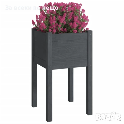 Градински сандъци, 2 бр, сиви, 40x40x70 см, бор масив Код P963