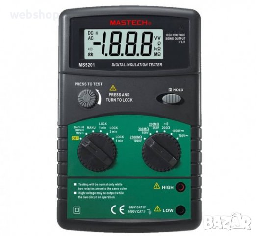 Тестер MASTECH MS5201 със зумер за съпротивление на изолация | OHM | VAC | VDC, снимка 1