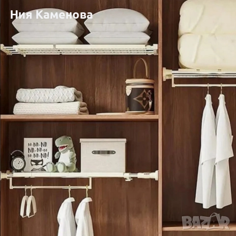 Разтегателен телескопичен рафт без пробиване 50–80 см – универсално решение за кухня,баня и гардероб, снимка 5 - Други стоки за дома - 52933946