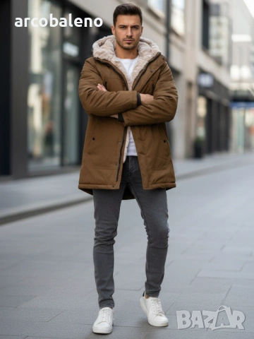 Мъжко зимно яке парка с качулка, 2цвята , снимка 8 - Якета - 53036768