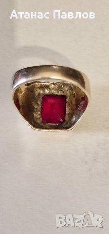 Мъжки златен пръстен с рубин, снимка 4 - Пръстени - 42827260