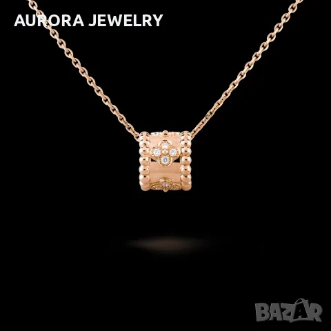 Van Cleef & Arpels VCA Rose Gold Perlee Clover Diamond Alhambra Дамско Колие, снимка 3 - Колиета, медальони, синджири - 56220219