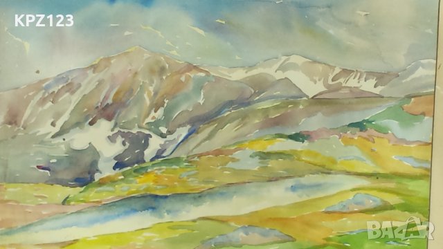 СТАРА КАРТИНА ПЕЙЗАЖ 69 г. акварел рамкирана / Дабов, снимка 3 - Картини - 29091753