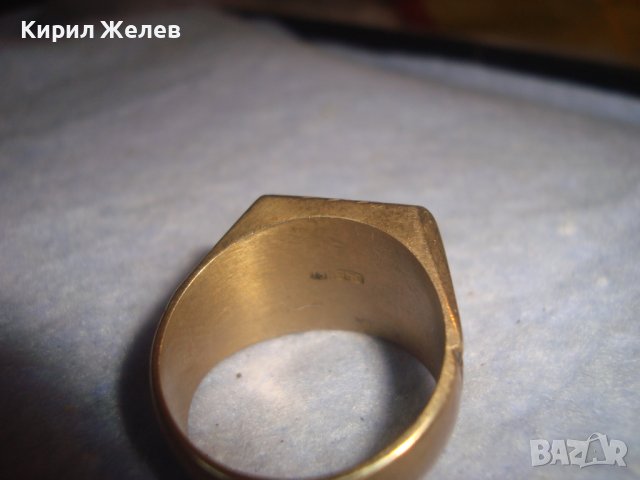 СТАР ПОЗЛАТЕН БРОНЗОВ РЕТРО АРТ ДЕКО ПРЪСТЕН с ПЕЧАТИ 18К 750 за КОЛЕКЦИЯ МАЙСТОРСКА ИЗРАБОТКА 24253, снимка 11 - Антикварни и старинни предмети - 37395524