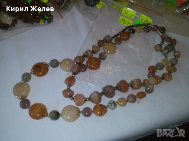 ХАЛЦЕДОН и ЯСПИС СТАРО БРОНЗОВО ПОЗЛАТЕНО КОЛИЕ 66781, снимка 6 - Колиета, медальони, синджири - 29555783