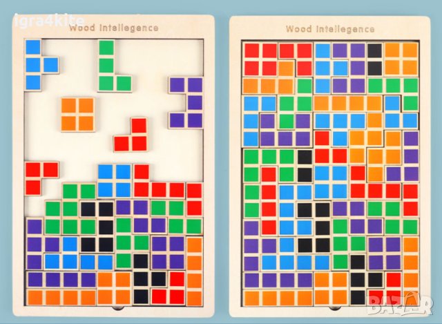 PIXEL - Голям Дървен Тетрис с лазерна изработка / TETRIS RUSSIAN BLOCKS, снимка 2 - Образователни игри - 36766526
