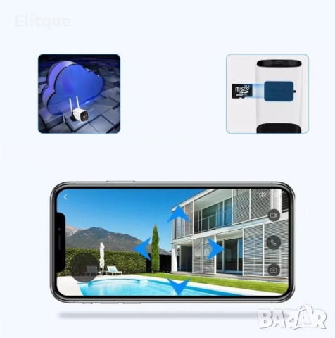 Камера с отделен соларен панел и датчик,4 диода,6MP,iCsee приложение, снимка 15 - Камери - 52843067