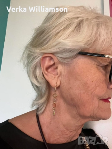 Кафяв комплект колие с обици от турманиеви мъниста модел 92, снимка 3 - Бижутерийни комплекти - 52514990