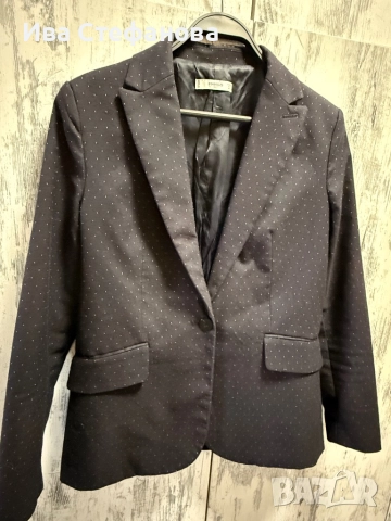 Уникално елегантно женствено сако Mango черно на бели точки , снимка 12 - Сака - 52484441