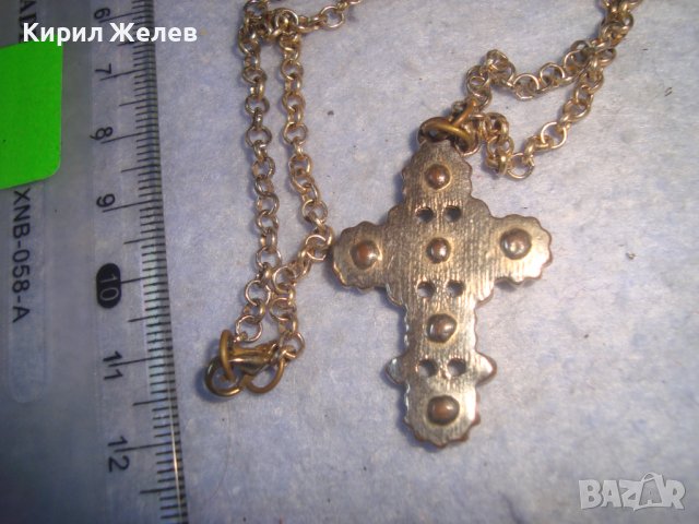 СТАРО АЖУРНО МЕСИНГОВО ВИНТИДЖ АРТ КРЪСТЧЕ - КОЛИЕ с ВЕРИЖКА 21148, снимка 6 - Колиета, медальони, синджири - 36975034