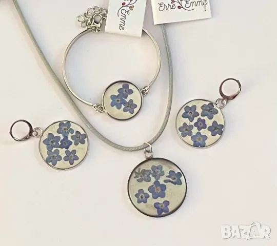 Ръчно изработени комплекти от бижутерийна смола, естествени цветя и материали, снимка 7 - Бижутерийни комплекти - 46690759