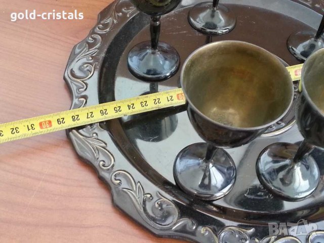 Метални чаши и поднос месинг с емайл, снимка 8 - Антикварни и старинни предмети - 29347741