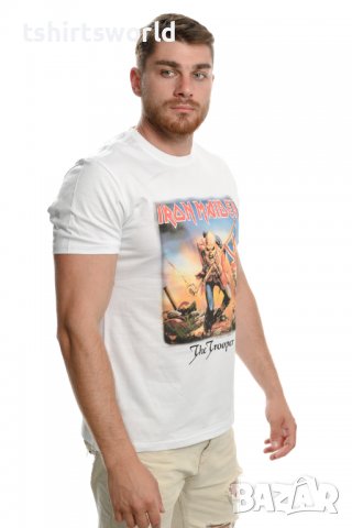 Нова мъжка тениска на музикалната група IRON MAIDEN - The trooper в бял цвят, снимка 8 - Тениски - 37697092