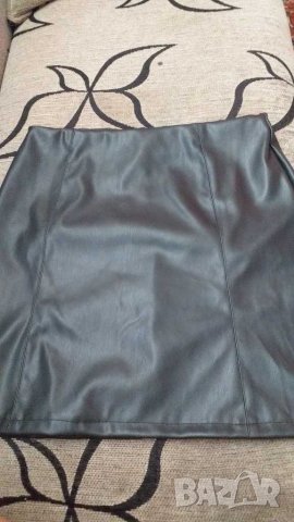 Черна кожена пола, нова,размер 38, снимка 2 - Поли - 29708984