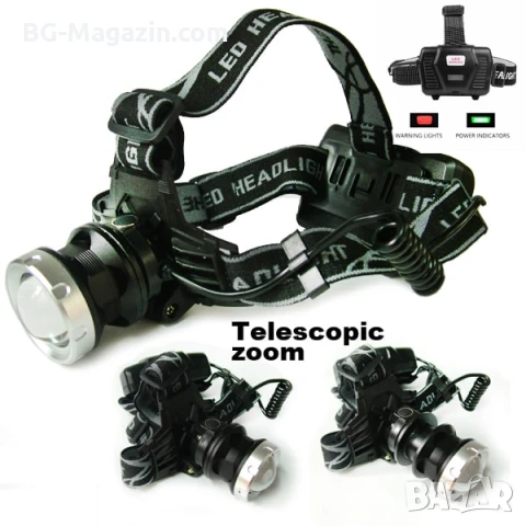 Професионален мощен акумулаторен челник фенер за глава далекобоен тактически за лов риболов каска, снимка 4 - Къмпинг осветление - 50938660