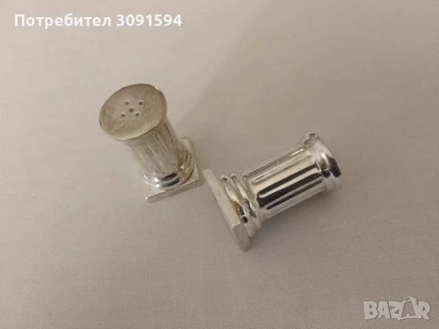 Солница и пиперница, римска колона, изработена от посребрен благороден метал, с квадратна основа. , снимка 6 - Други ценни предмети - 51241050