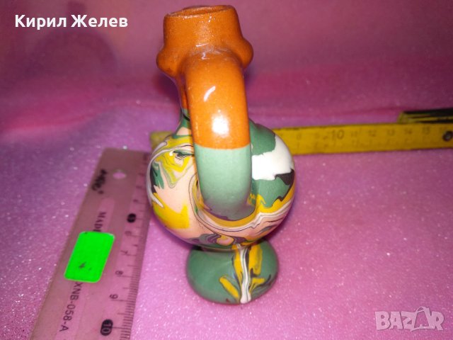 КЕРАМИЧНО БЪРДУЧЕ СВИРКА РЪЧНА МАЙСТОРСКА ИЗРАБОТКА ТРАДИЦИОНЕН ЕТНО СУВЕНИР ГЛЕДЖОСАНА ГЛИНА 42941, снимка 4 - Декорация за дома - 44297439