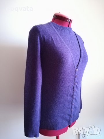 Лилава жилетка + лилав пуловер без ръкави, снимка 3 - Комплекти - 30485774