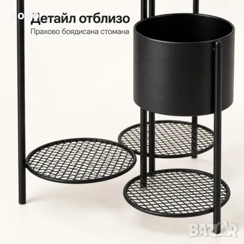 Черна метална етажерка , снимка 2 - Етажерки - 56467054